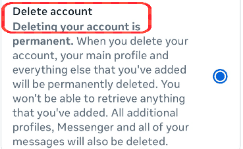 facebook accound delete